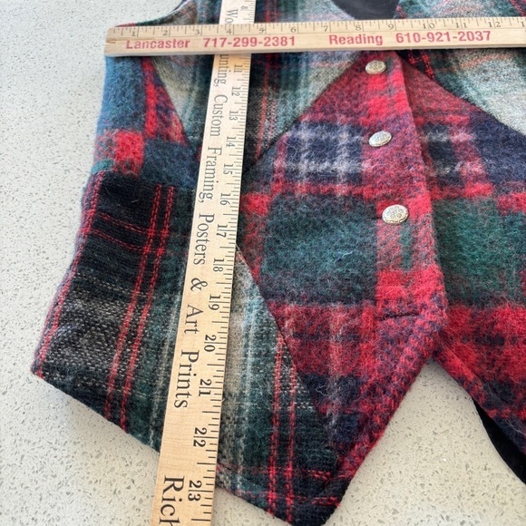 Vintage Jonathan Martin Plaid Wool Blend Patchwork Vest Womens Size Medium Lined - Picture 11 of 12